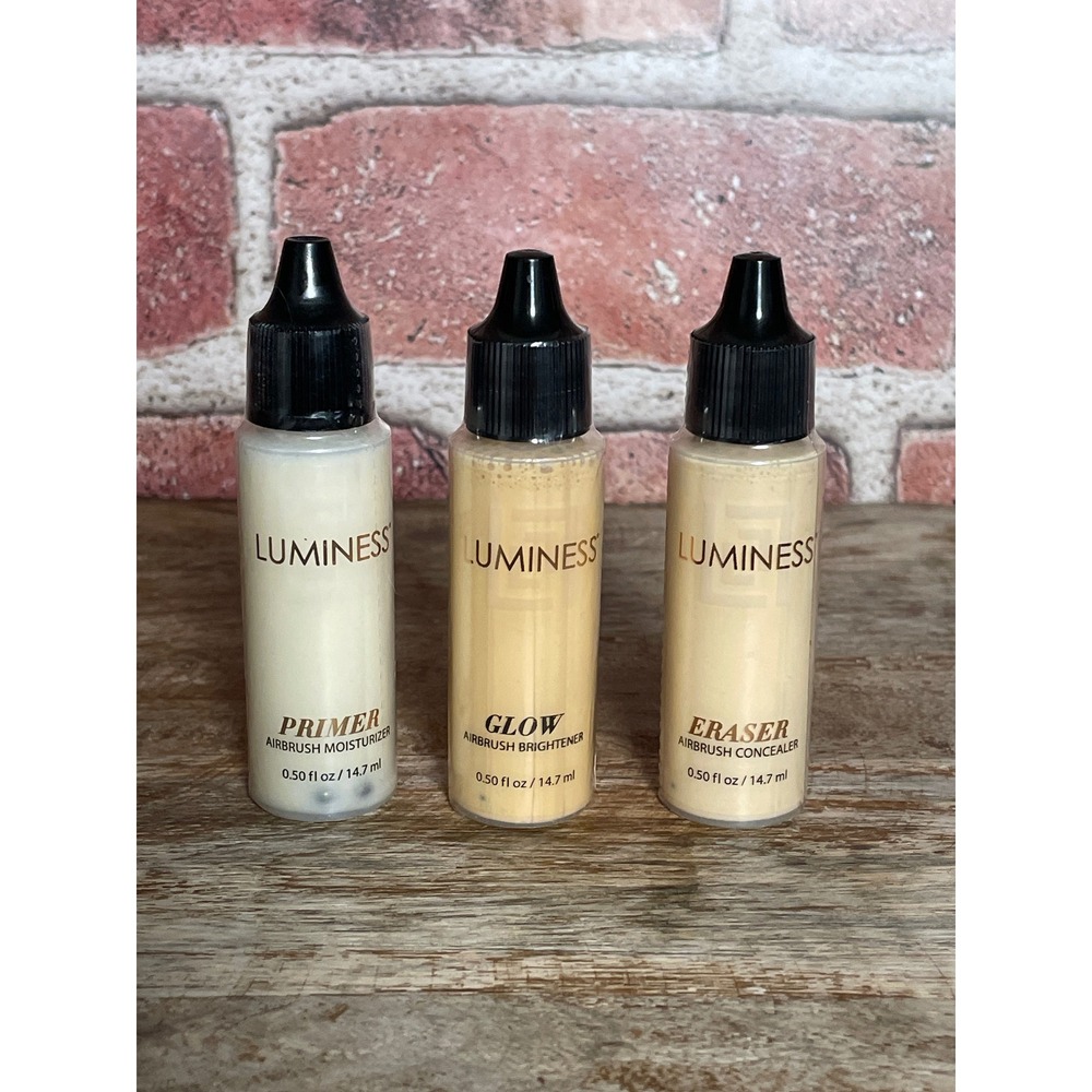 Luminess Airbrush Cosmetics 3pc Set Primer Glow Eraser 0.50oz Each sealed